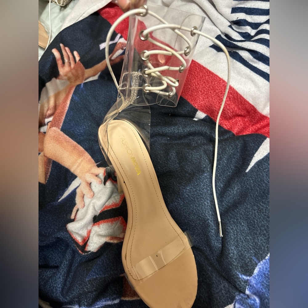 Fashion Nova Transparent Lace-Up Heels